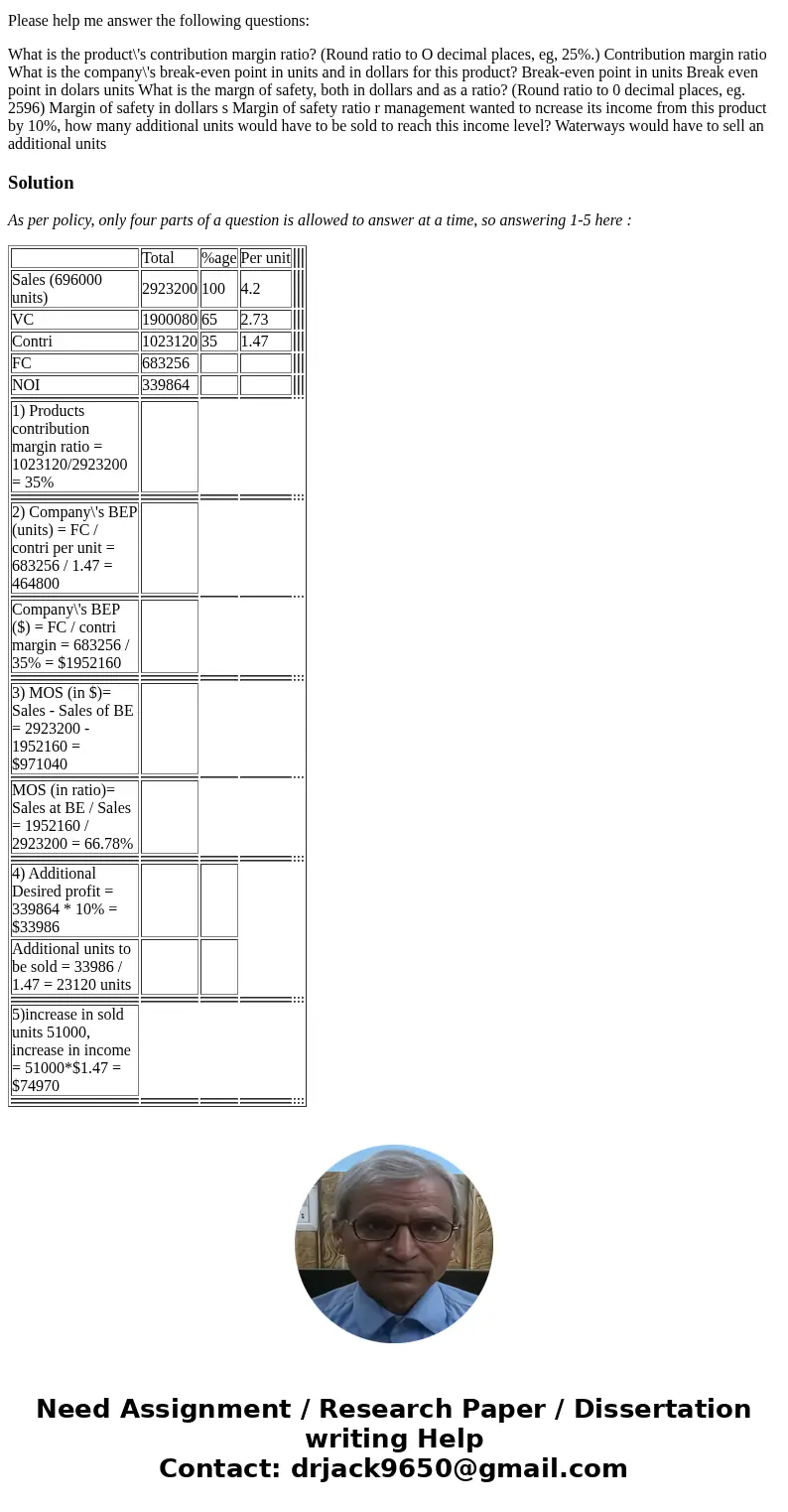 Waterways Continuing Problem 22 Vice President for Sales and Marketing Sam Totter is trying to plan for the coming year in terms of production needs to meet the