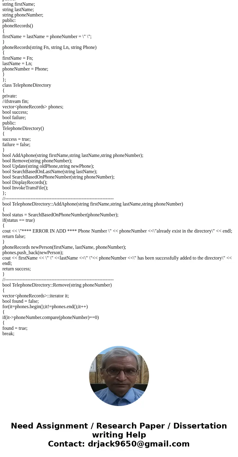 Write a program in c++ that maintains a telephone directory. The Telephone directory keeps records of people’s names and the corresponding phone numbers. The pr Write a program in c++ that maintains a telephone directory. The Telephone directory keeps records of people’s names and the corresponding phone numbers. The pr
