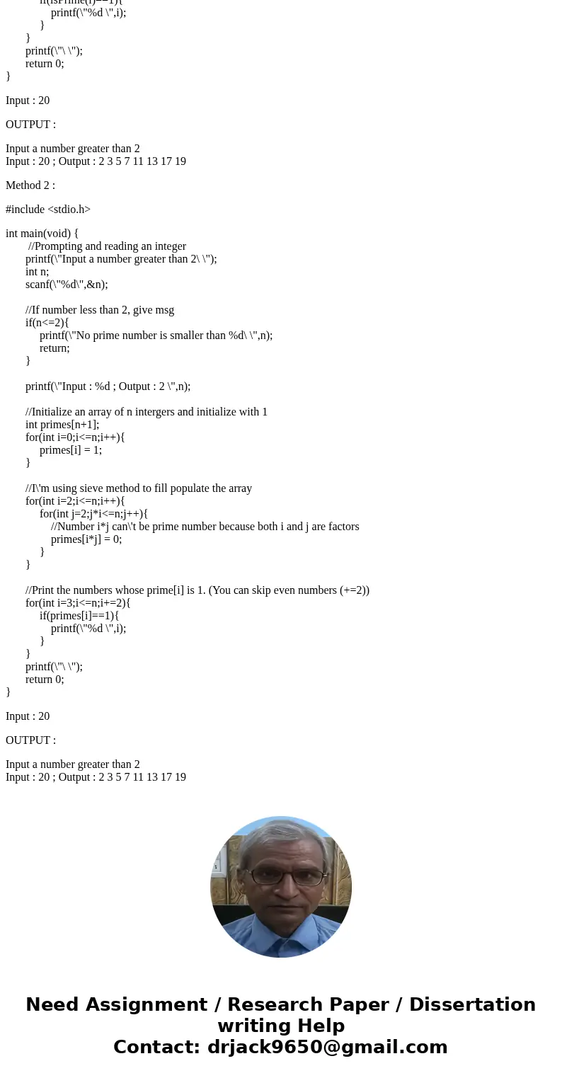 Write a program that takes an integer from standard input and prints all prime numbers that are smaller than it to standard output. Recall that a prime number   Write a program that takes an integer from standard input and prints all prime numbers that are smaller than it to standard output. Recall that a prime number