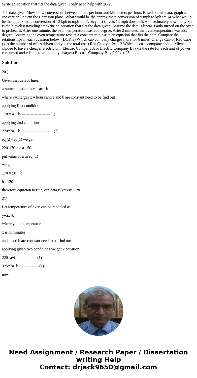 Write an equation that fits the data given. I only need help with 20-23. The data given Mow show conversions between miles per hour and kilometers per hour. Bas Write an equation that fits the data given. I only need help with 20-23. The data given Mow show conversions between miles per hour and kilometers per hour. Bas