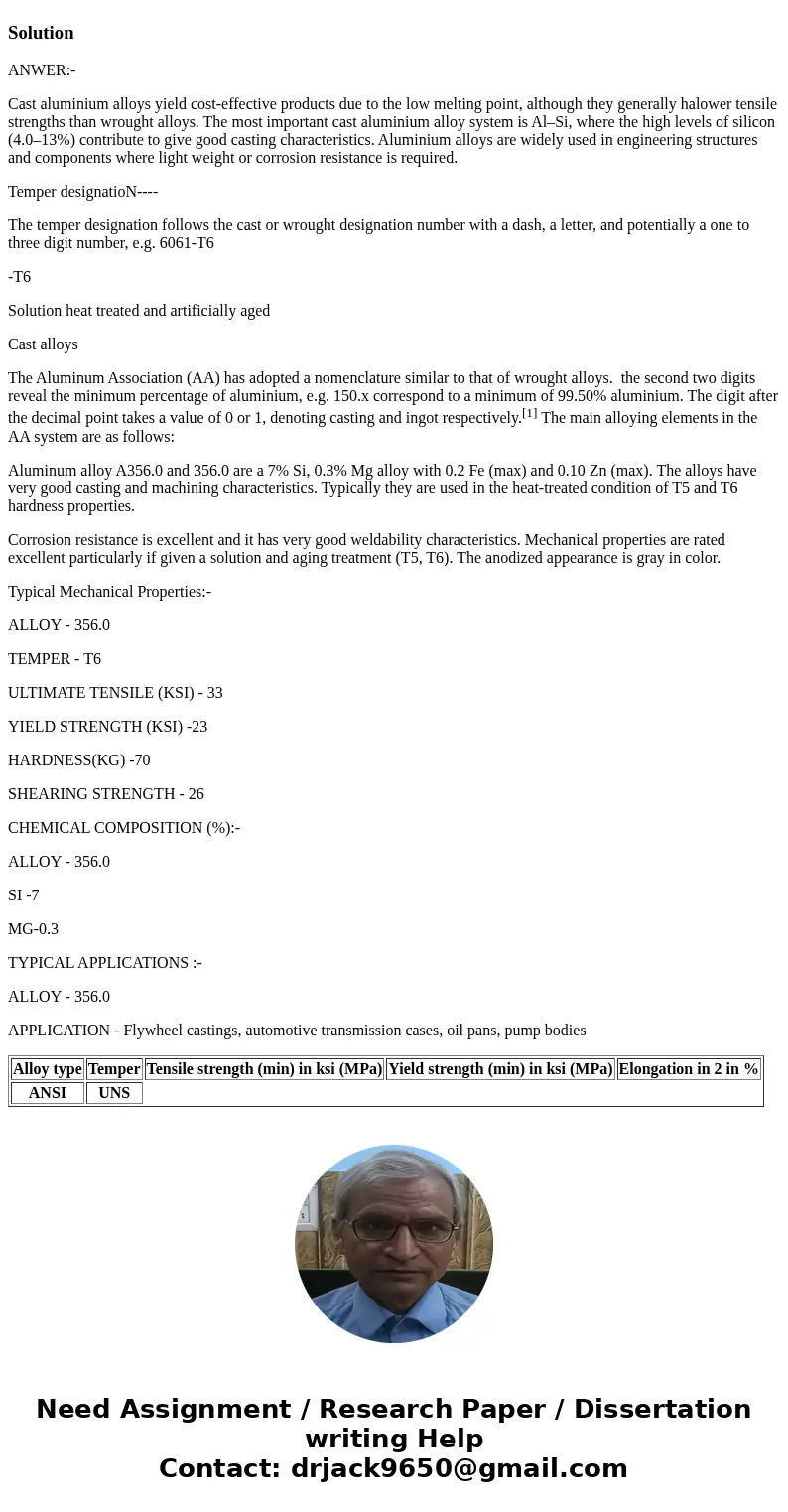  You are working for an automobile manufacturer making automatic transmission housings using permanent mold casting. The alloy that you are using is A356 Alumin