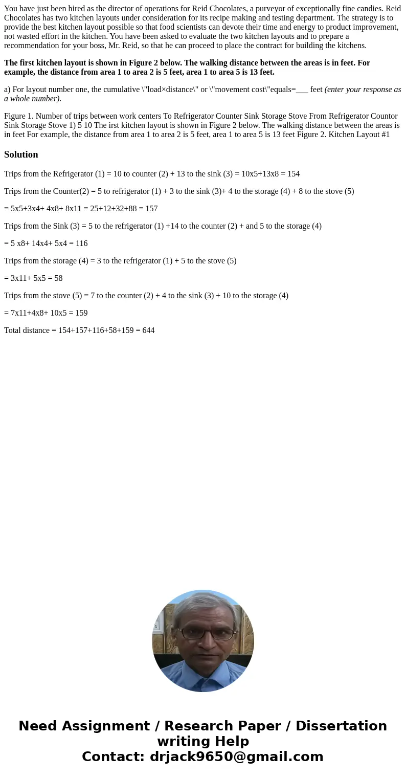 You have just been hired as the director of operations for Reid Chocolates, a purveyor of exceptionally fine candies. Reid Chocolates has two kitchen layouts un You have just been hired as the director of operations for Reid Chocolates, a purveyor of exceptionally fine candies. Reid Chocolates has two kitchen layouts un