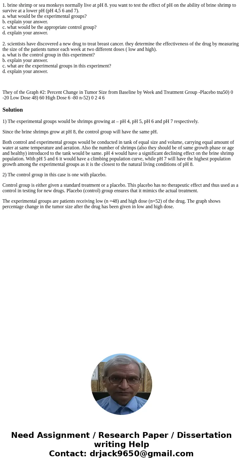 1. brine shrimp or sea monkeys normally live at pH 8. you want to test the effect of pH on the ability of brine shrimp to survive at a lower pH (pH 4,5 6 and 7)