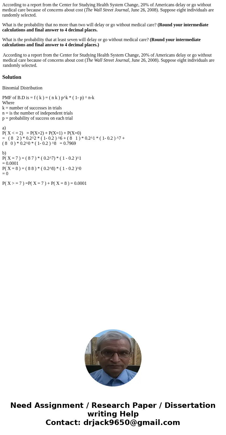 According to a report from the Center for Studying Health System Change, 20% of Americans delay or go without medical care because of concerns about cost (The W According to a report from the Center for Studying Health System Change, 20% of Americans delay or go without medical care because of concerns about cost (The W