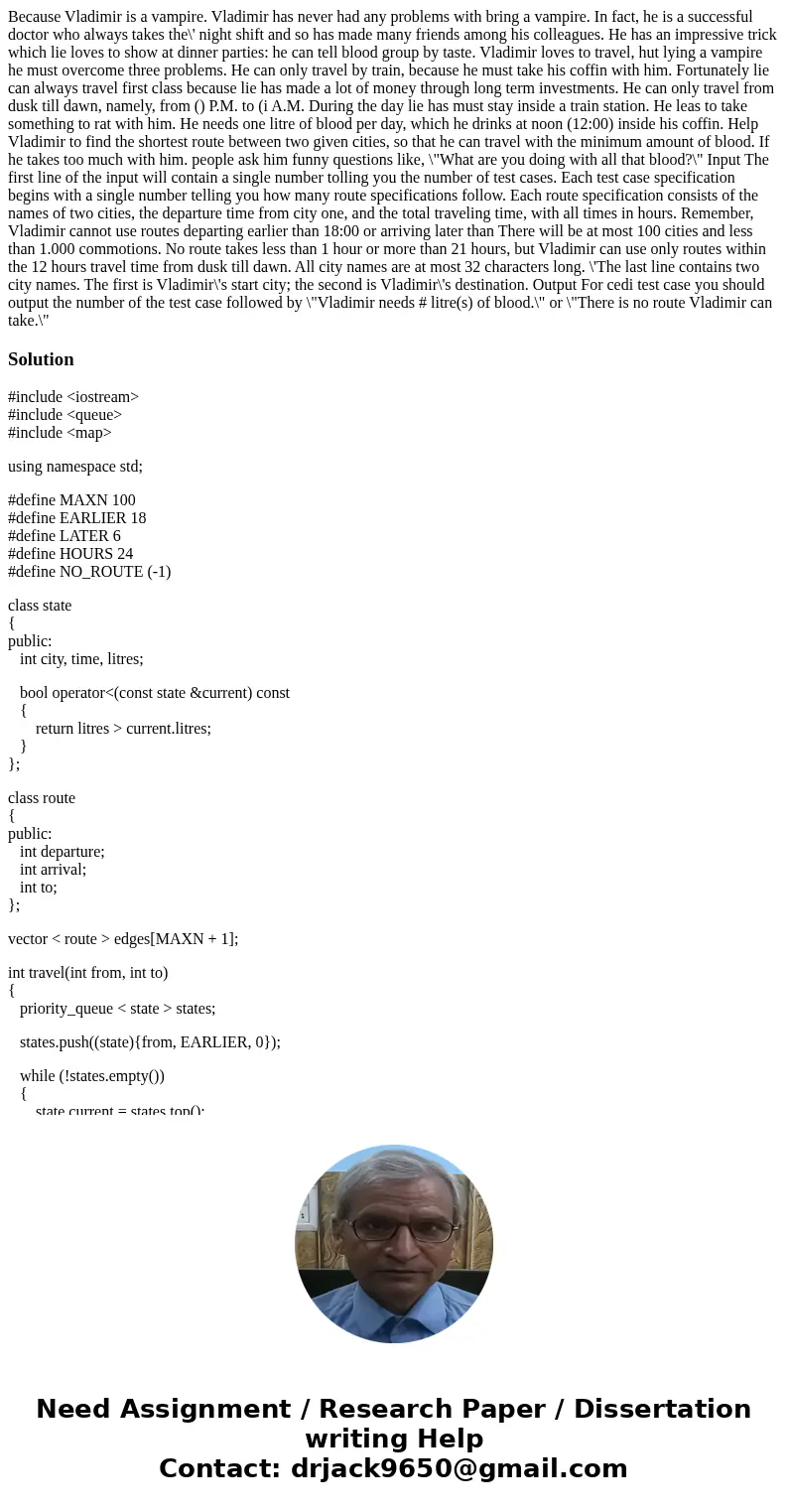 Because Vladimir is a vampire. Vladimir has never had any problems with bring a vampire. In fact, he is a successful doctor who always takes the\' night shift   Because Vladimir is a vampire. Vladimir has never had any problems with bring a vampire. In fact, he is a successful doctor who always takes the\' night shift
