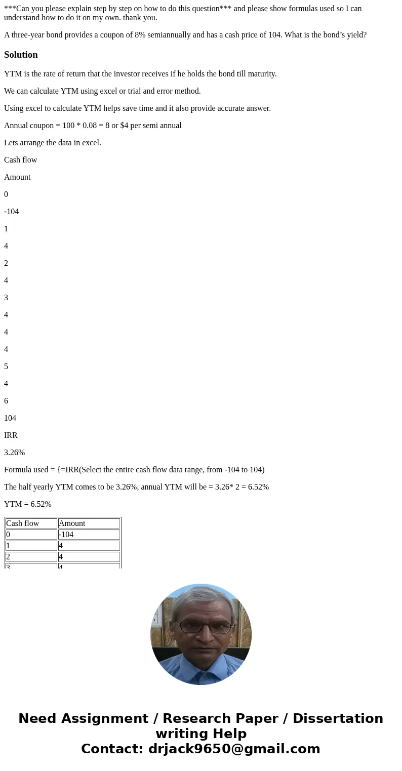 ***Can you please explain step by step on how to do this question*** and please show formulas used so I can understand how to do it on my own. thank you. A thre ***Can you please explain step by step on how to do this question*** and please show formulas used so I can understand how to do it on my own. thank you. A thre