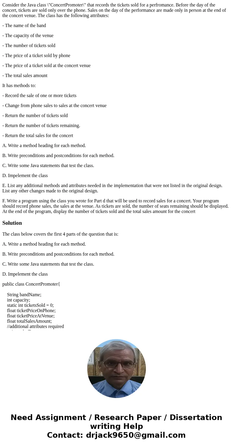 Consider the Java class \