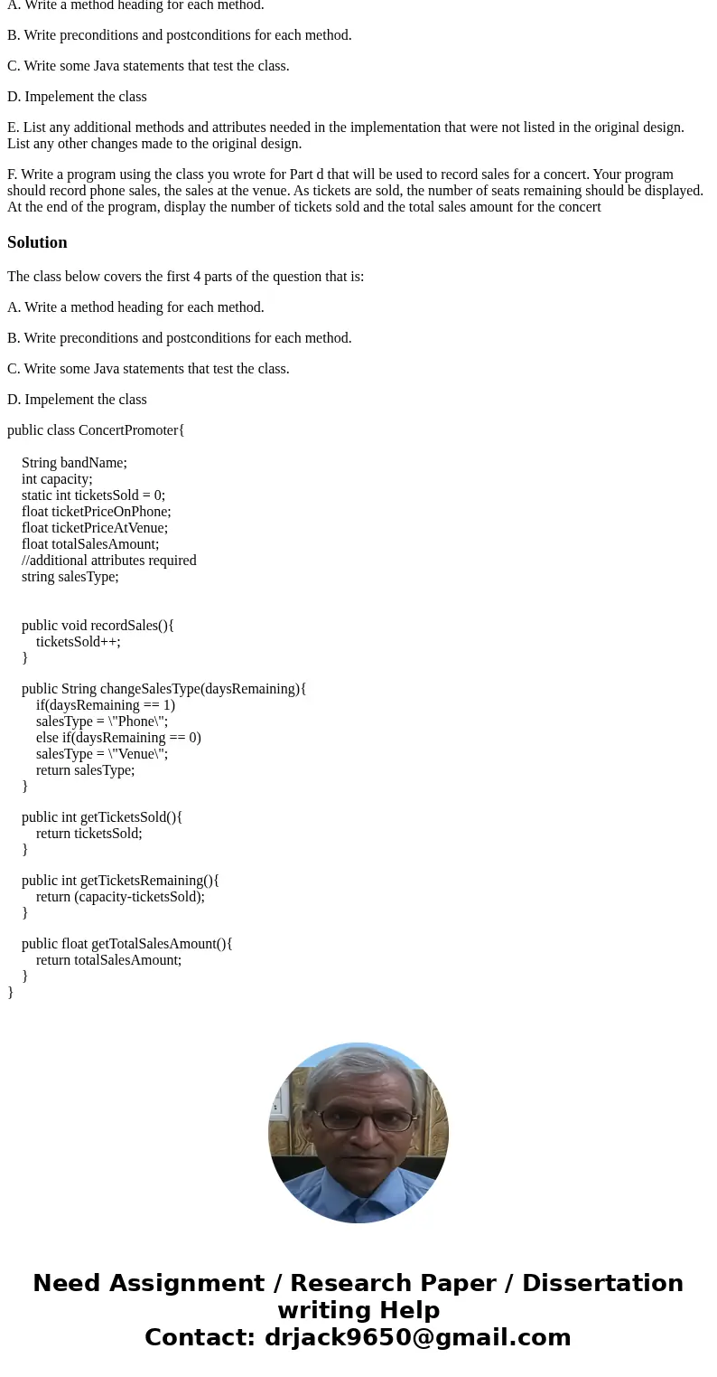 Consider the Java class \