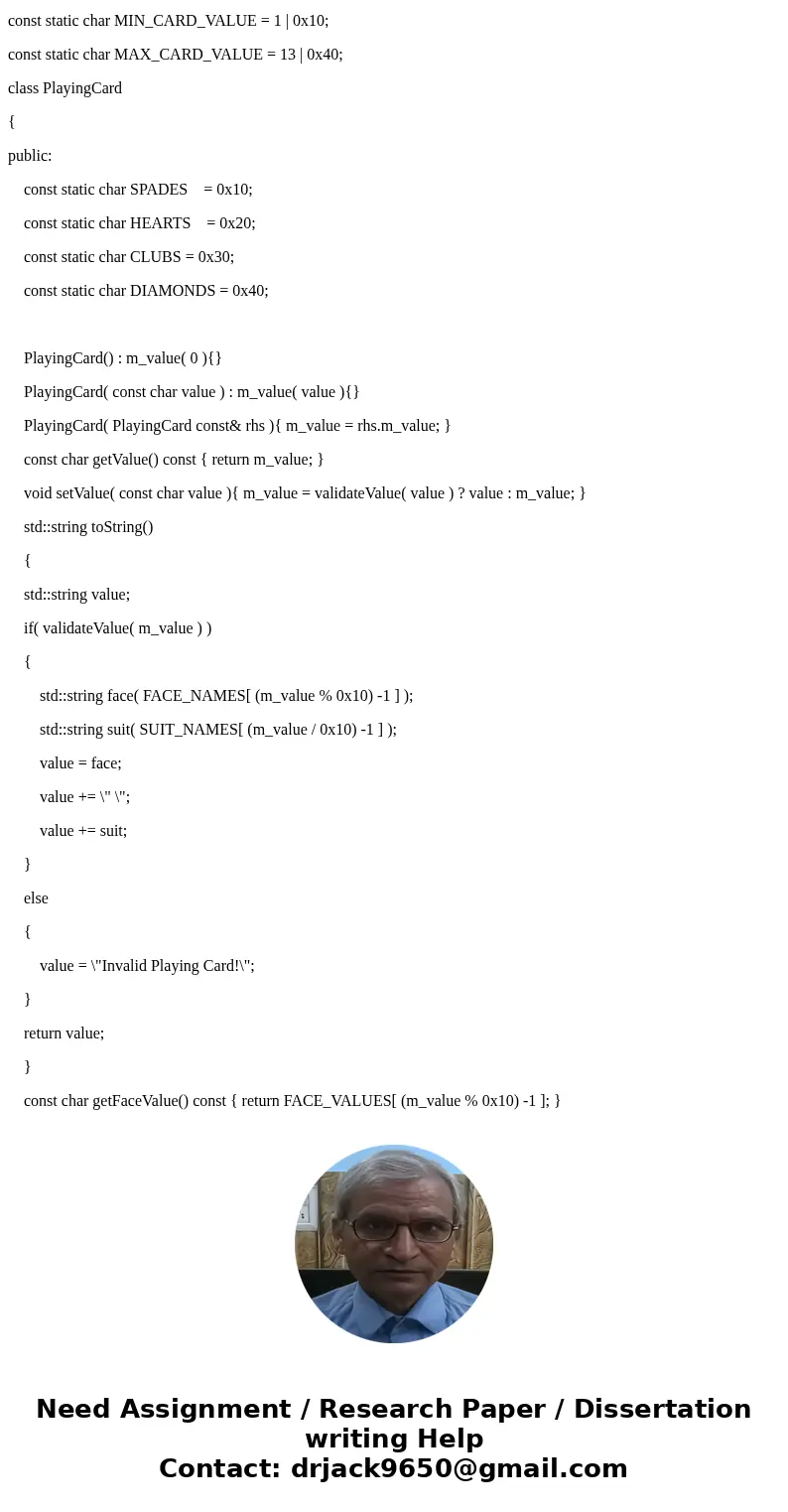 Could someone help me for this Coding, Please! Thank you! CardPlay is a class which will generate random cards for a user to be used in any card game, and it ha