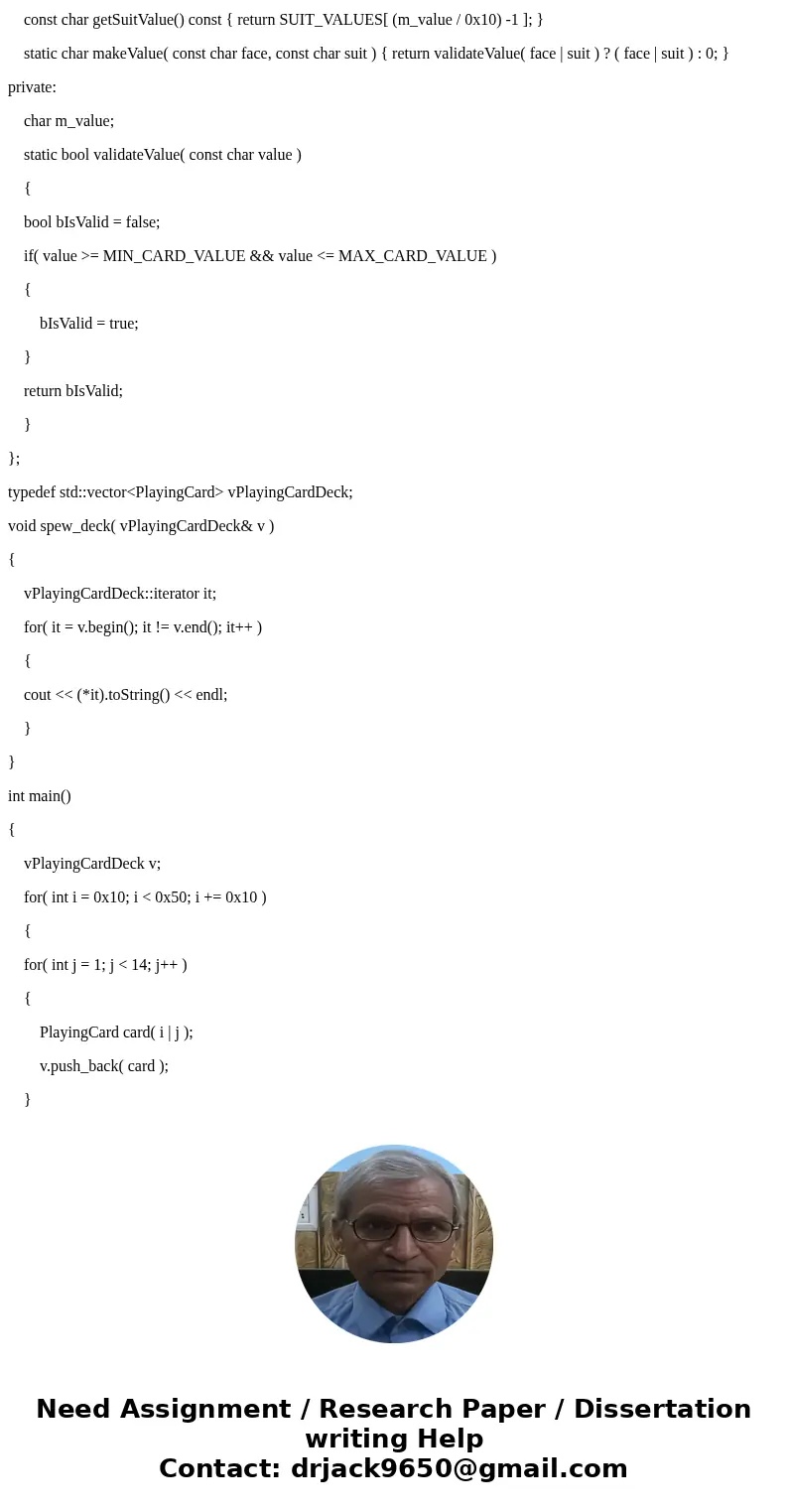 Could someone help me for this Coding, Please! Thank you! CardPlay is a class which will generate random cards for a user to be used in any card game, and it ha