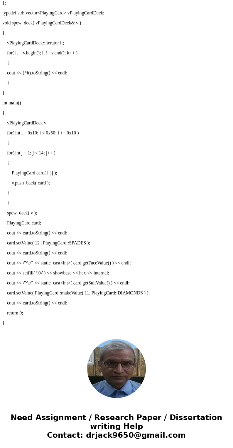 Could someone help me for this Coding, Please! Thank you! CardPlay is a class which will generate random cards for a user to be used in any card game, and it ha