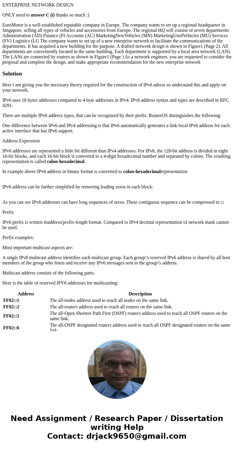 ENTERPRISE NETWORK DESIGN ONLY need to answer C (i) thanks so much :) EuroMotor is a well-established reputable company in Europe. The company wants to set up a