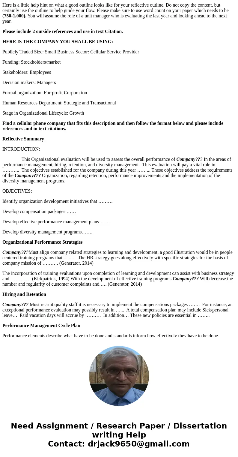 Here is a little help hint on what a good outline looks like for your reflective outline. Do not copy the content, but certainly use the outline to help guide y Here is a little help hint on what a good outline looks like for your reflective outline. Do not copy the content, but certainly use the outline to help guide y