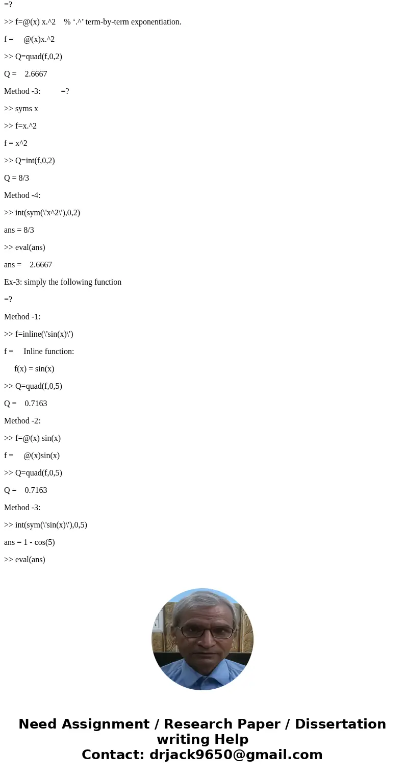 How can use Simpson\'s rule to write a matlab code or java code for below question? Question: Find the area when n = 2. I wrote below code by matlab, but I thin