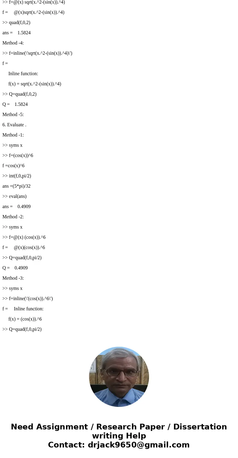 How can use Simpson\'s rule to write a matlab code or java code for below question? Question: Find the area when n = 2. I wrote below code by matlab, but I thin