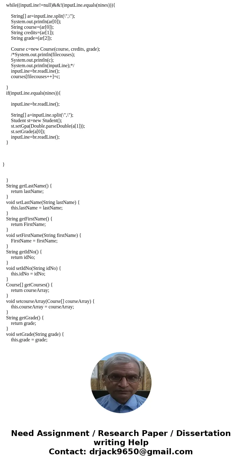 I have a Student.java class constructor like this: And I need to read a text file that has information like this: How can I read data from this file to an array I have a Student.java class constructor like this: And I need to read a text file that has information like this: How can I read data from this file to an array
