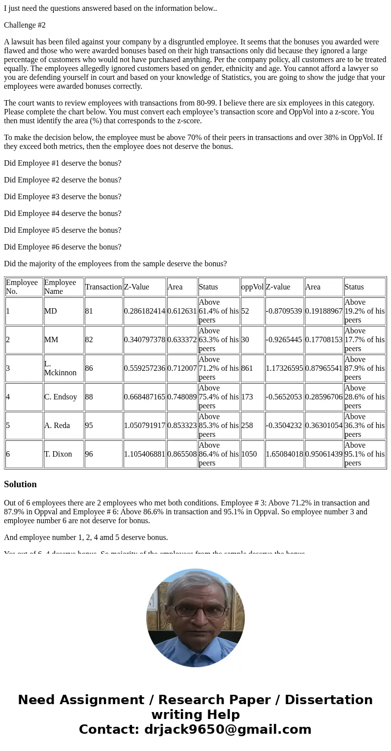 I just need the questions answered based on the information below.. Challenge #2 A lawsuit has been filed against your company by a disgruntled employee. It see