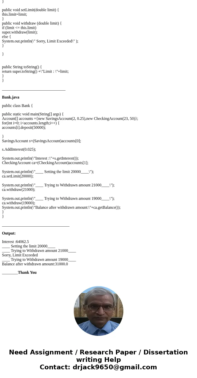 I\'m messing around with inheritance and confused on how to do a few different things. Here is what I have: Looking at the Account class and write a main method