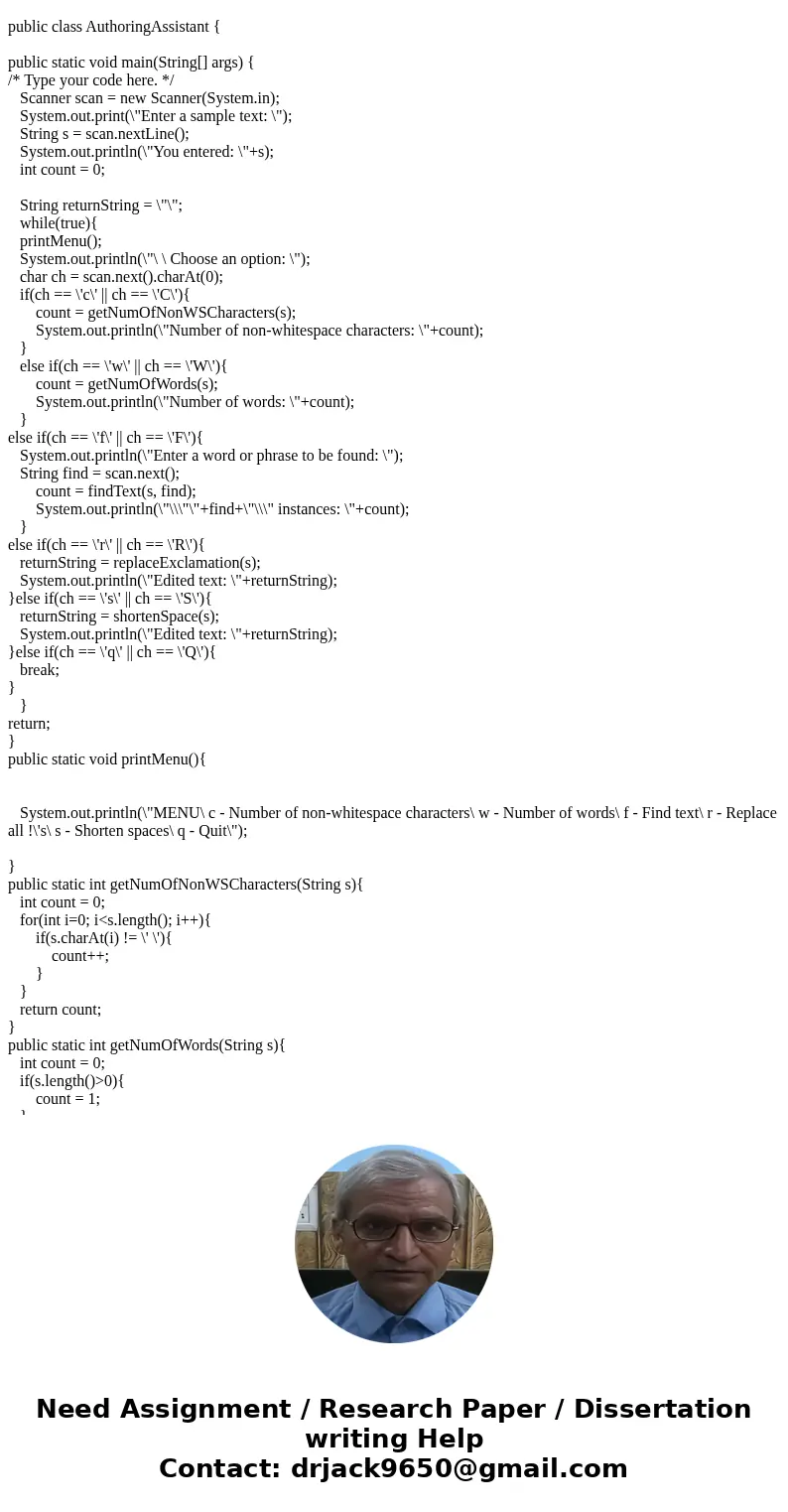 (IN JAVA) (1) Prompt the user to enter a string of their choosing. Store the text in a string. Output the string. (1 pt) Ex: (2) Implement a printMenu() method,