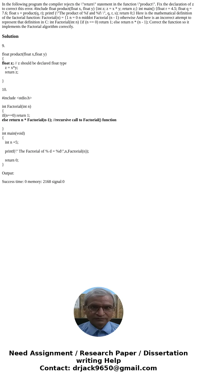 In the following program the compiler rejects the \  In the following program the compiler rejects the \
