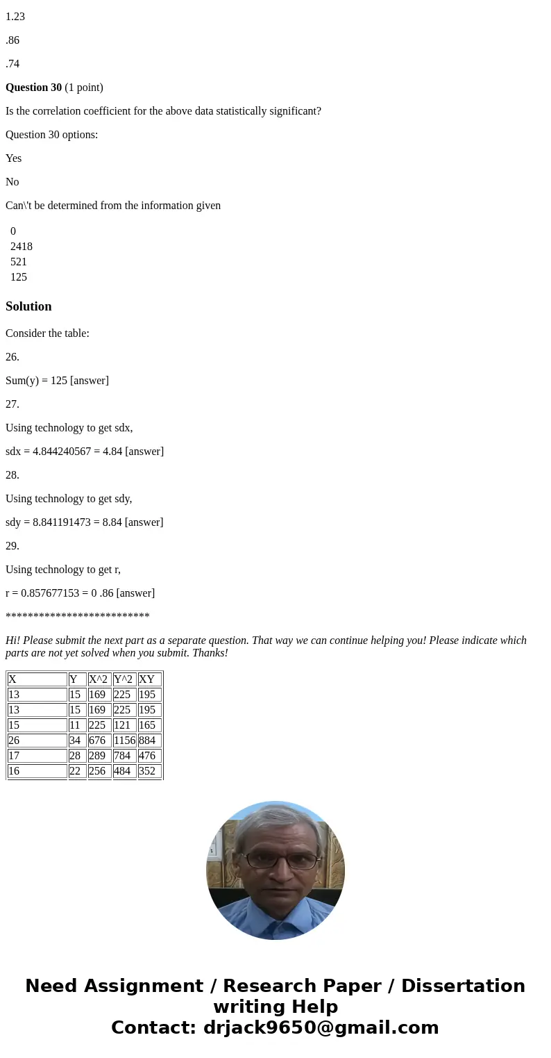 Information Subject X Y 1 13 15 2 13 15 3 15 11 4 26 34 5 17 28 6 16 22 Question 26 (1 point) Y = Question 26 options: 0 2418 521 125 Question 27 (1 point) the  Information Subject X Y 1 13 15 2 13 15 3 15 11 4 26 34 5 17 28 6 16 22 Question 26 (1 point) Y = Question 26 options: 0 2418 521 125 Question 27 (1 point) the