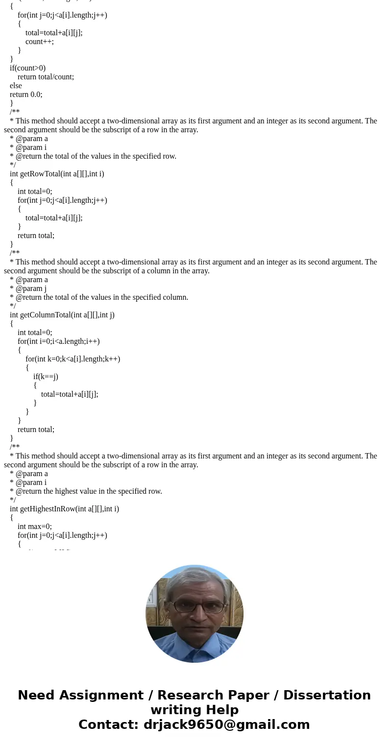Java Programming: 2D array operations: Write a program that creates a two-dimensional array initialized with test data. Use any primitive data type that you wis