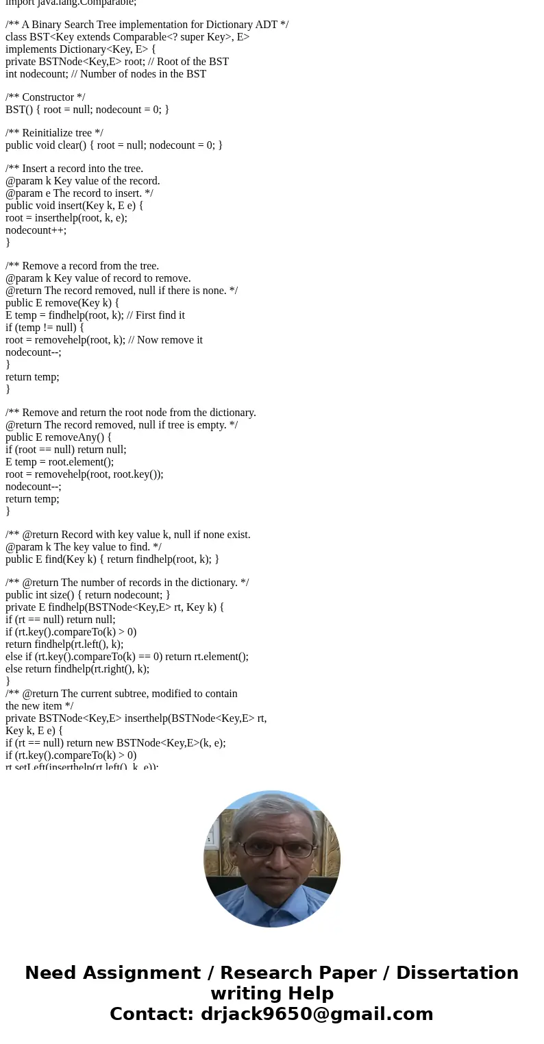 Objective: Binary Search Tree traversal (2 points) Use traversal.pptx as guidance to write a program to build a binary search tree Dictionary. Input records fro