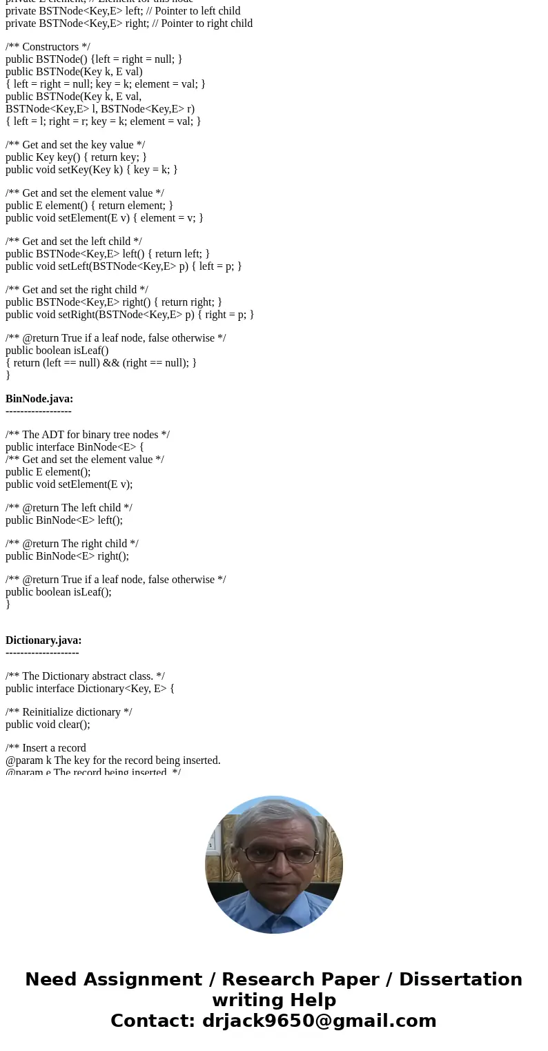 Objective: Binary Search Tree traversal (2 points) Use traversal.pptx as guidance to write a program to build a binary search tree Dictionary. Input records fro