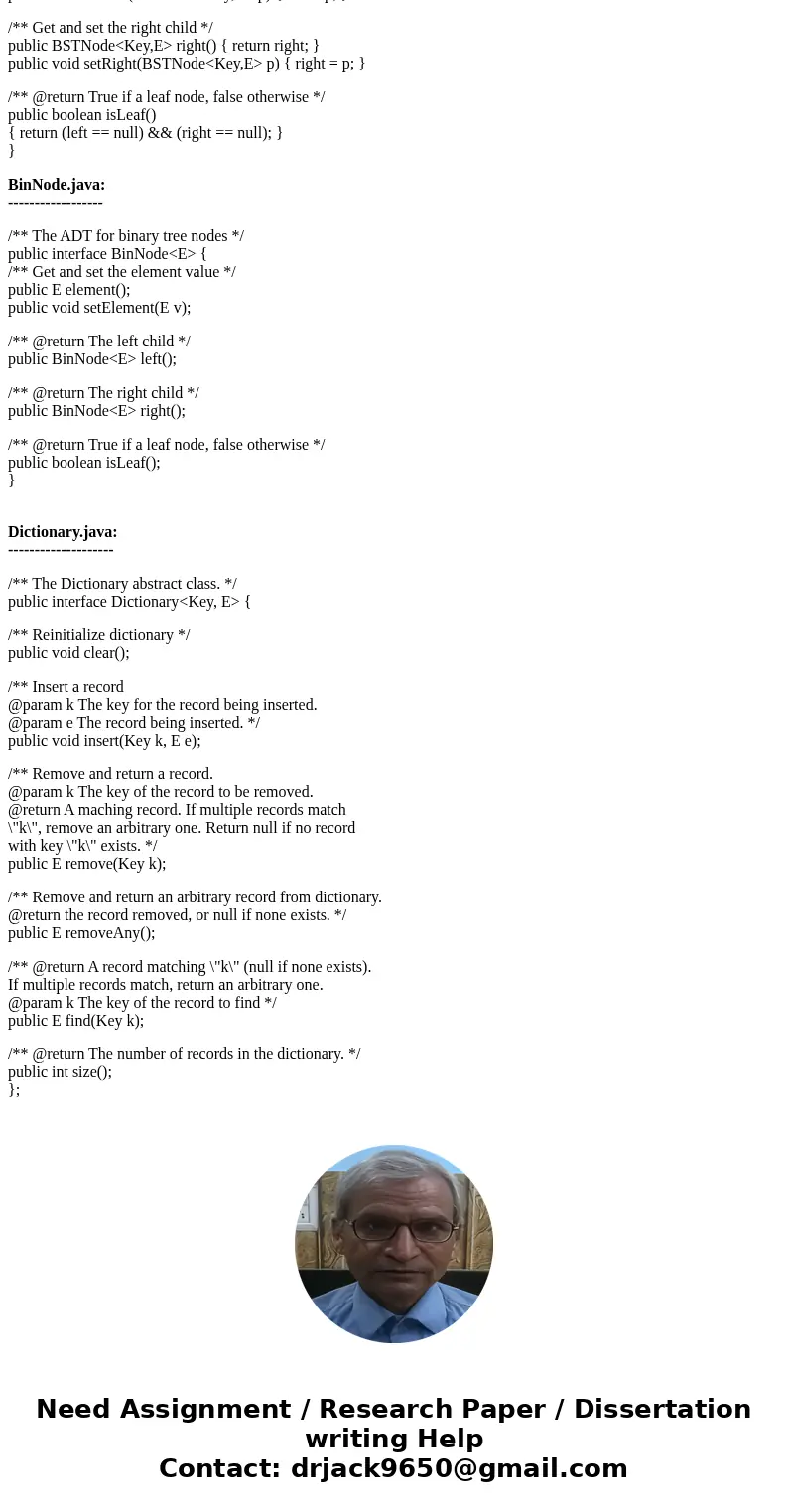 Objective: Binary Search Tree traversal (2 points) Use traversal.pptx as guidance to write a program to build a binary search tree Dictionary. Input records fro