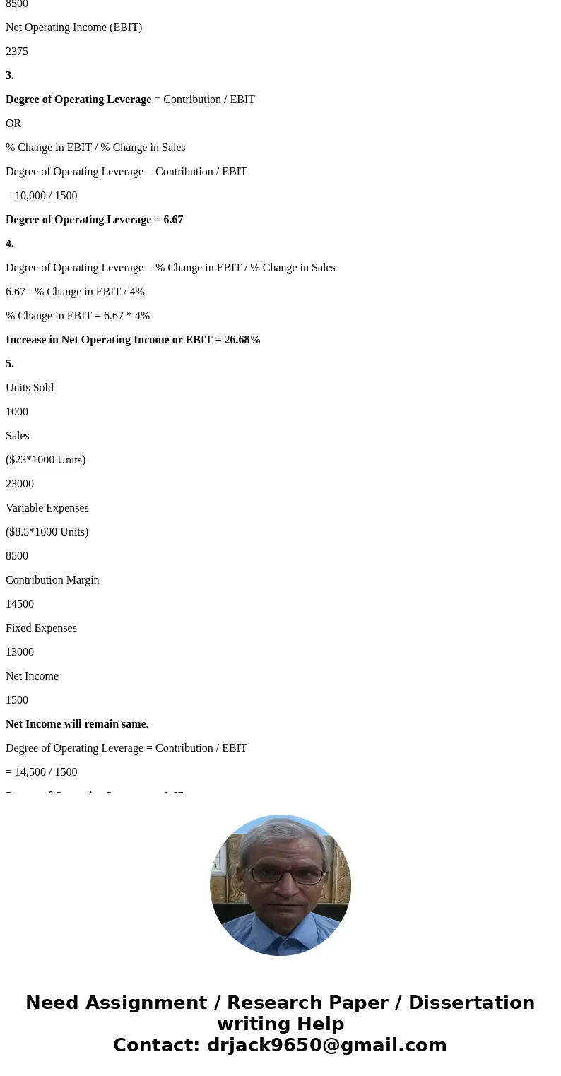 Oslo Company prepared the following contribution format income statement based on a sales volume of 1,000 units (the relevant range of production is 500 units t Oslo Company prepared the following contribution format income statement based on a sales volume of 1,000 units (the relevant range of production is 500 units t