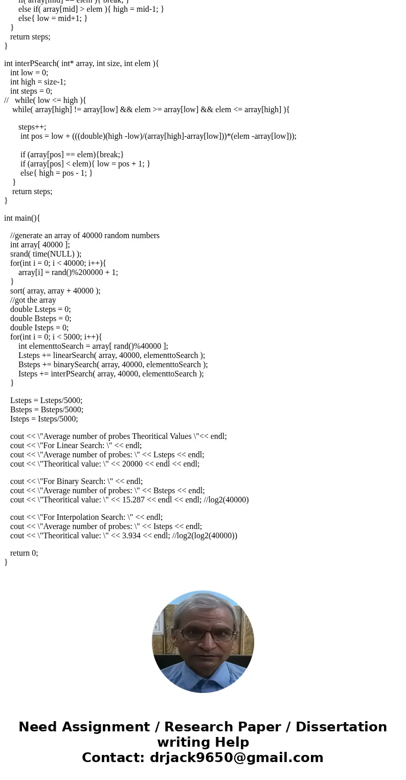 Search evaluation - C++ Look up 5000 random numbers using linear search on the original data (original data is an array with 40,000 random numbers between 1 and