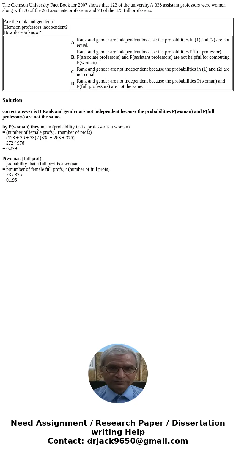 The Clemson University Fact Book for 2007 shows that 123 of the university\'s 338 assistant professors were women, along with 76 of the 263 associate professors The Clemson University Fact Book for 2007 shows that 123 of the university\'s 338 assistant professors were women, along with 76 of the 263 associate professors