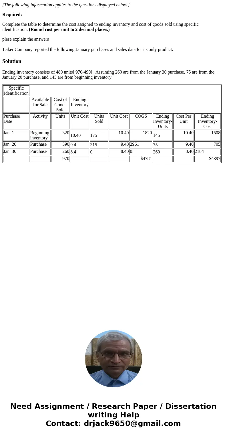 [The following information applies to the questions displayed below.] Required: Complete the table to determine the cost assigned to ending inventory and cost o