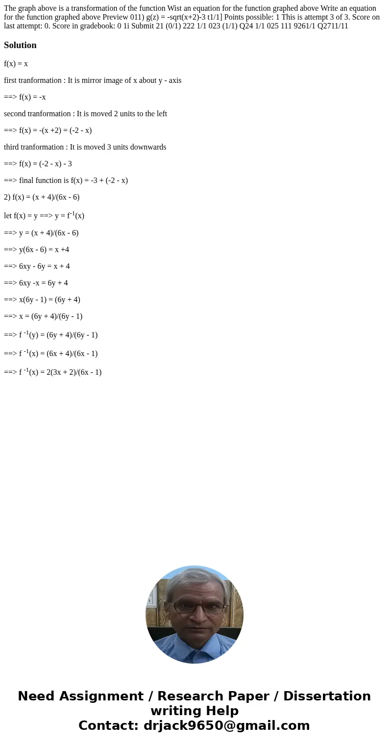  The graph above is a transformation of the function Wist an equation for the function graphed above Write an equation for the function graphed above Preview 01