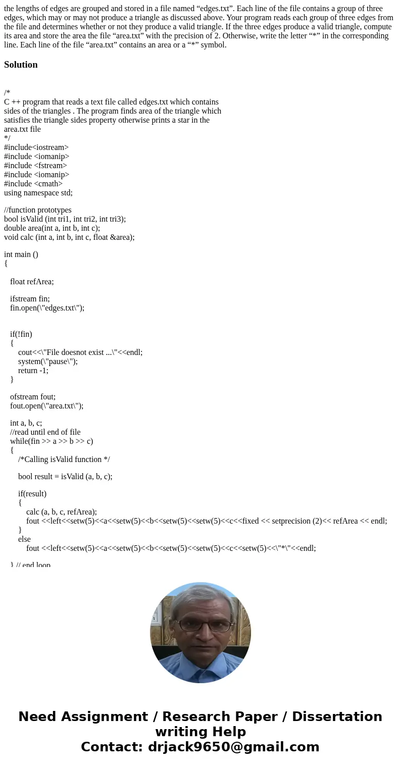 the lengths of edges are grouped and stored in a file named “edges.txt”. Each line of the file contains a group of three edges, which may or may not produce a t the lengths of edges are grouped and stored in a file named “edges.txt”. Each line of the file contains a group of three edges, which may or may not produce a t