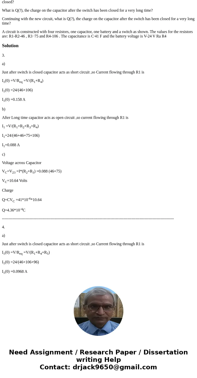 The switch has been open for a long time when at time t = 0, the switch is closed. What is I1(0), the magnitude of the current through the resistor R1 just afte