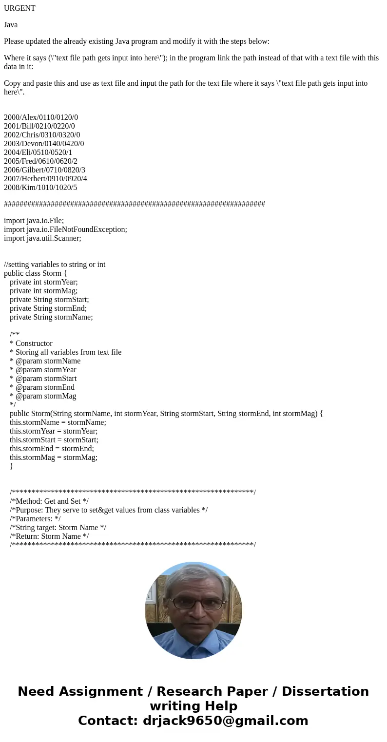 URGENT Java Please updated the already existing Java program and modify it with the steps below: Where it says (\