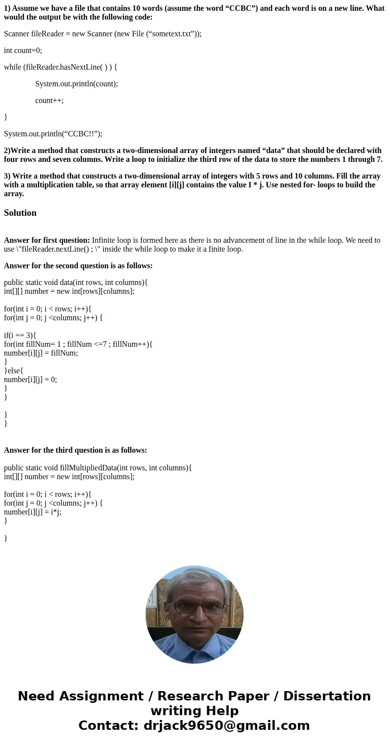 1) Assume we have a file that contains 10 words (assume the word “CCBC”) and each word is on a new line. What would the output be with the following code: Scann 1) Assume we have a file that contains 10 words (assume the word “CCBC”) and each word is on a new line. What would the output be with the following code: Scann