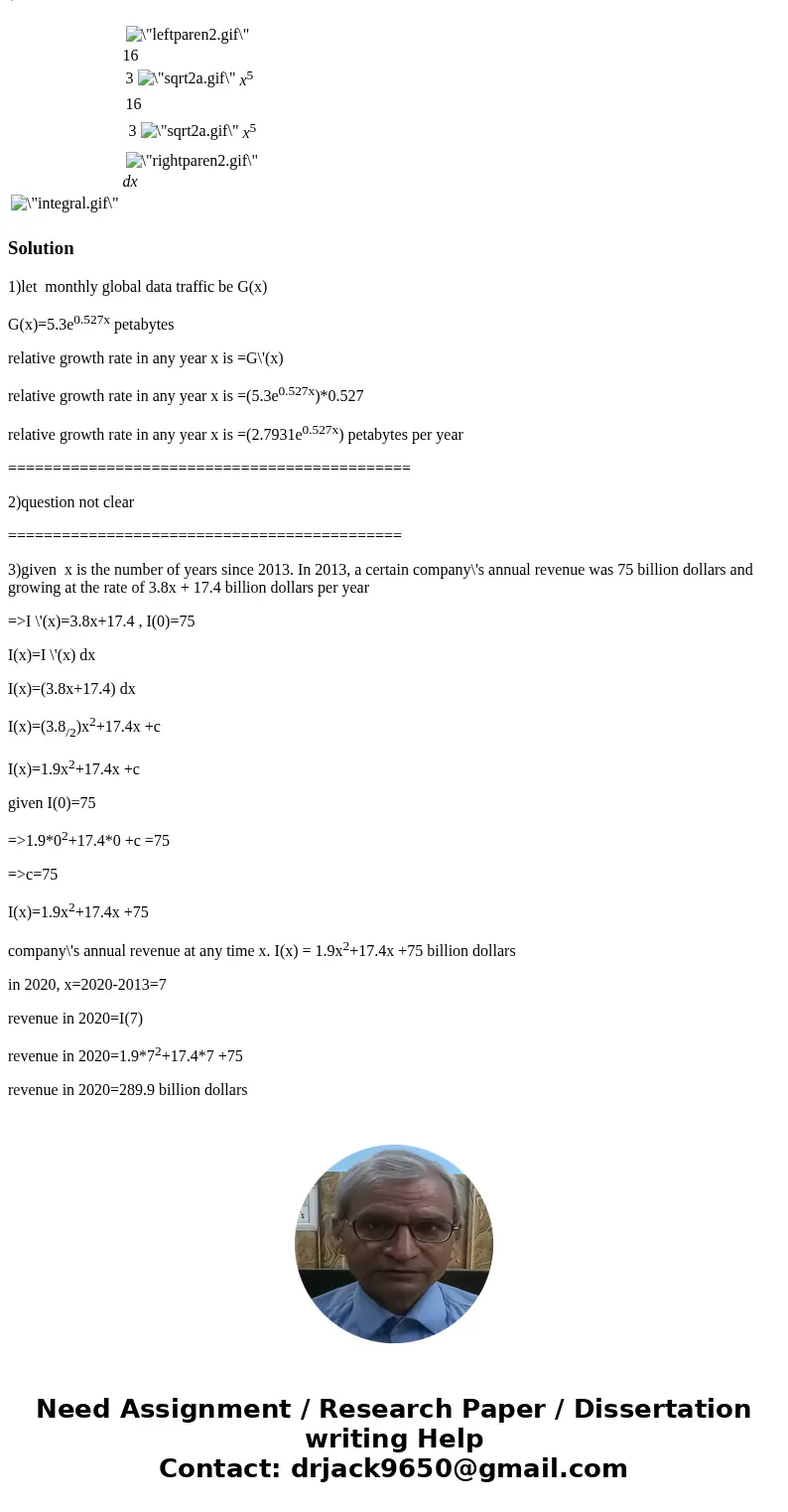 1) Because of the popularity and power of smartphones, demand for wireless communication is growing rapidly. Suppose monthly global data traffic is predicted to