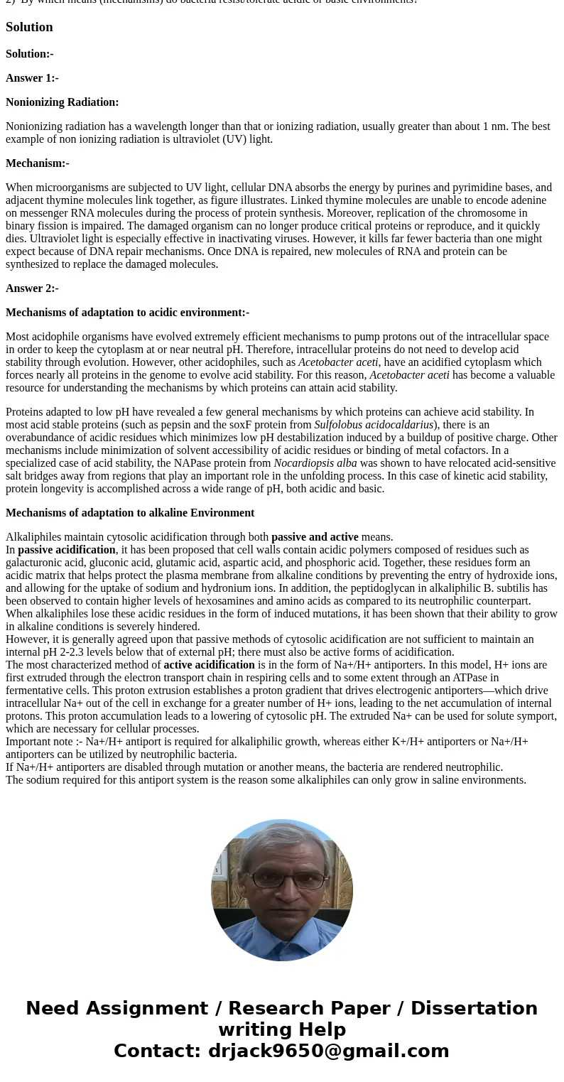 1) By which means (mechanisms) do bacteria survive exposure to ultraviolet non-ionizing radiation? 2) By which means (mechanisms) do bacteria resist/tolerate ac 1) By which means (mechanisms) do bacteria survive exposure to ultraviolet non-ionizing radiation? 2) By which means (mechanisms) do bacteria resist/tolerate ac