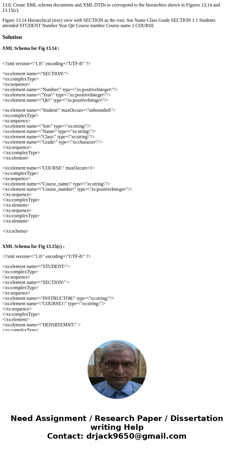 13.8. Create XML schema documents and XML DTDs to correspond to the hierarchies shown in Figures 13.14 and 13.15(c). Figure 13.14 Hierarchical (tree) view with  13.8. Create XML schema documents and XML DTDs to correspond to the hierarchies shown in Figures 13.14 and 13.15(c). Figure 13.14 Hierarchical (tree) view with