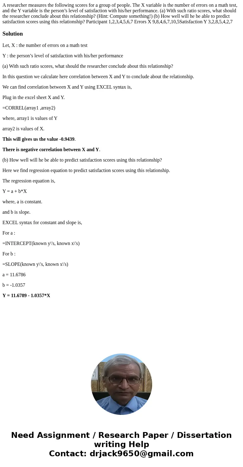 A researcher measures the following scores for a group of people. The X variable is the number of errors on a math test, and the Y variable is the person’s leve A researcher measures the following scores for a group of people. The X variable is the number of errors on a math test, and the Y variable is the person’s leve