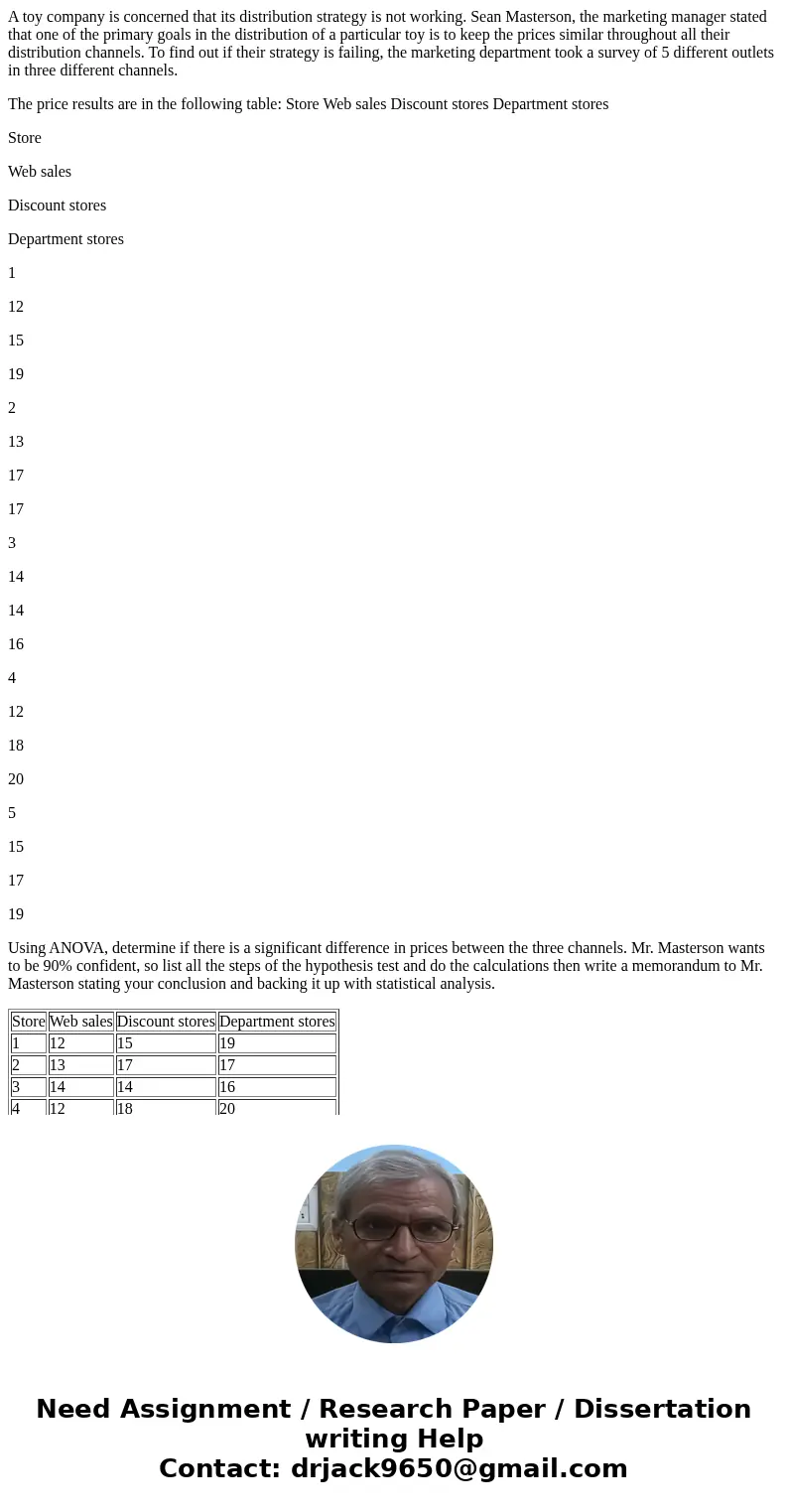 A toy company is concerned that its distribution strategy is not working. Sean Masterson, the marketing manager stated that one of the primary goals in the dist A toy company is concerned that its distribution strategy is not working. Sean Masterson, the marketing manager stated that one of the primary goals in the dist