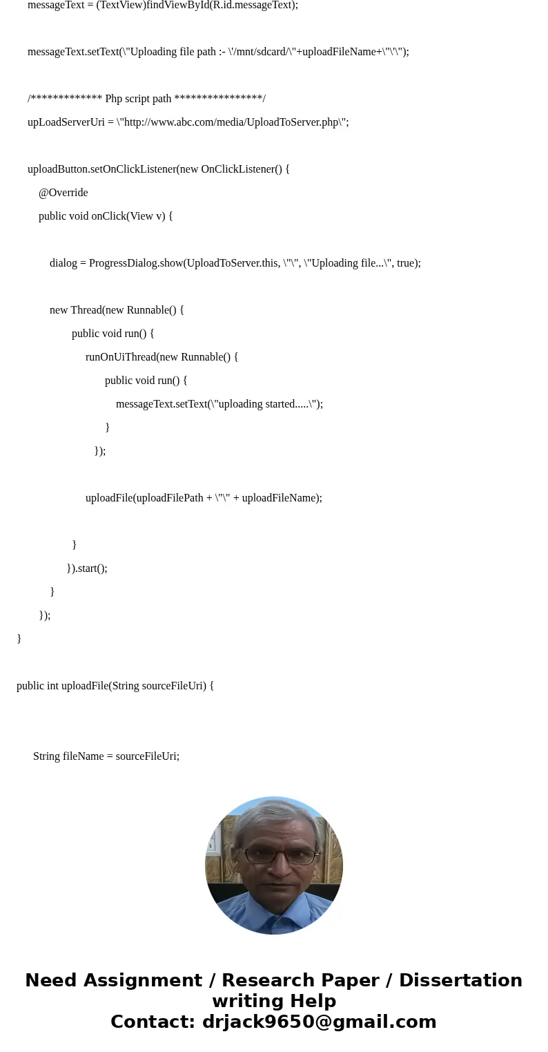 Android Studio Assignment Help Can someone who is familiar with Android Studio help me create (in Java) a code in an app page that lets the user upload any pict Android Studio Assignment Help Can someone who is familiar with Android Studio help me create (in Java) a code in an app page that lets the user upload any pict