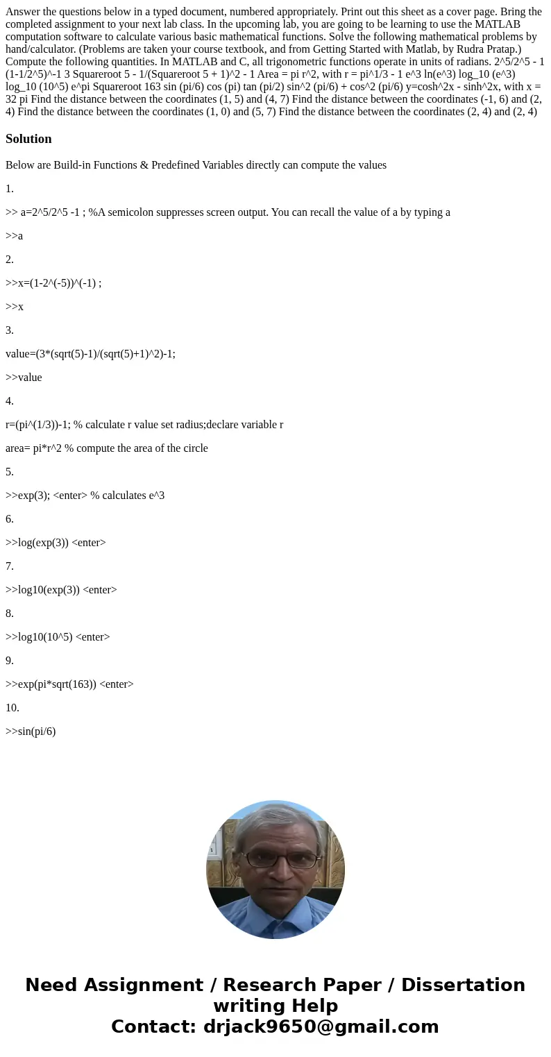 Answer the questions below in a typed document, numbered appropriately. Print out this sheet as a cover page. Bring the completed assignment to your next lab c  Answer the questions below in a typed document, numbered appropriately. Print out this sheet as a cover page. Bring the completed assignment to your next lab c