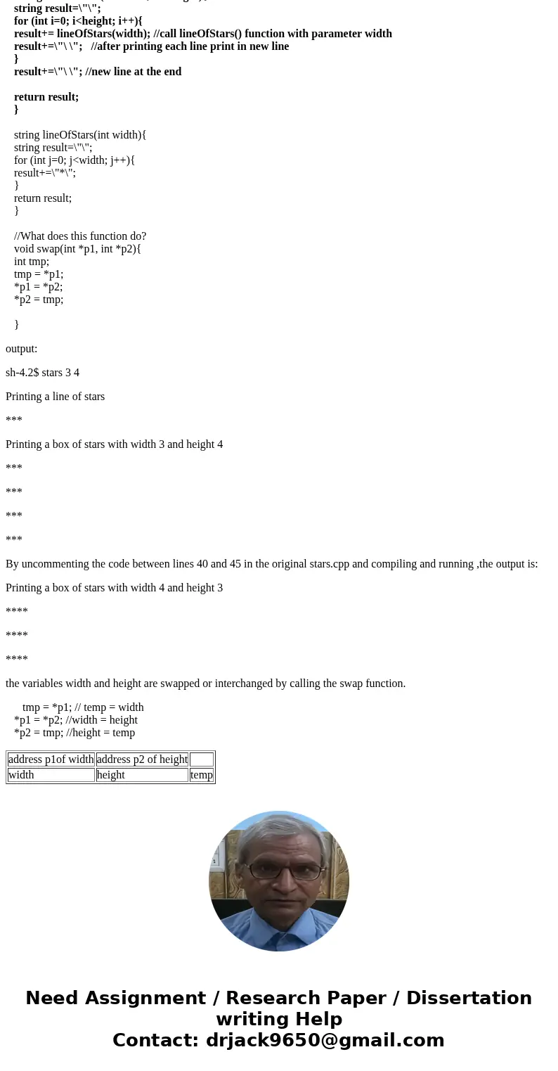 (C++) Download the program stars.cpp Read the program and try to understand what it does. Compile and run it as well to see what it does: in the program, the fu