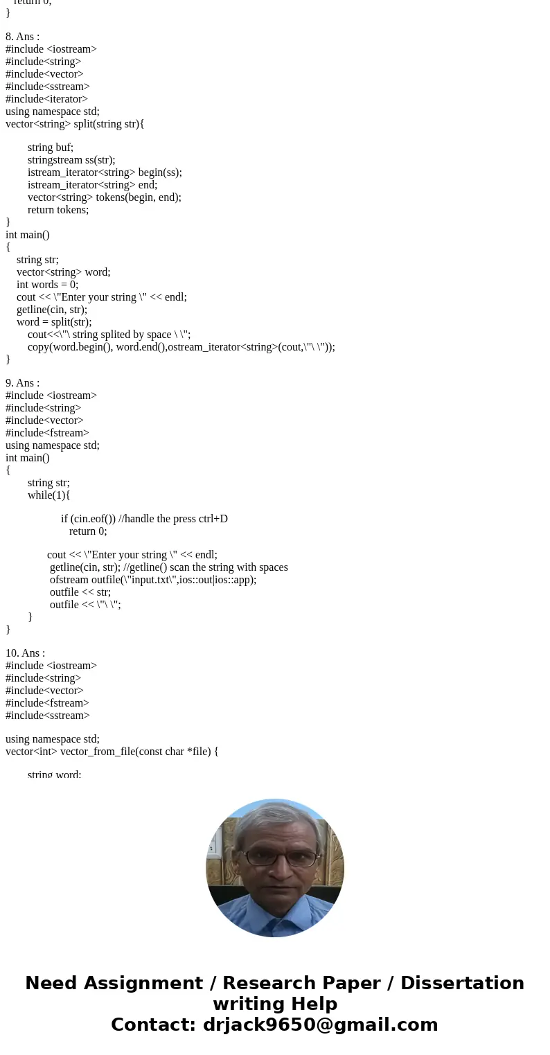 C++ Introduction to Programming It is short and simple practice. Please solve #6, 7, 8, 9, 10 #include<iostream> ... Classes: members and methods Classes, C++ Introduction to Programming It is short and simple practice. Please solve #6, 7, 8, 9, 10 #include<iostream> ... Classes: members and methods Classes,