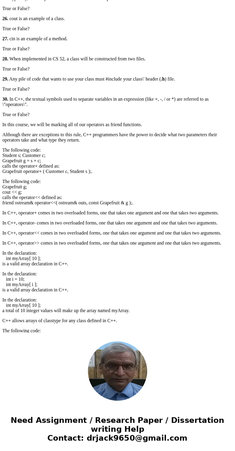 C++ Multiple Choice Q&A 1. As a user (caller) of a function, you really don\'t need to know all of the details as to how the function computes its answer. T C++ Multiple Choice Q&A 1. As a user (caller) of a function, you really don\'t need to know all of the details as to how the function computes its answer. T