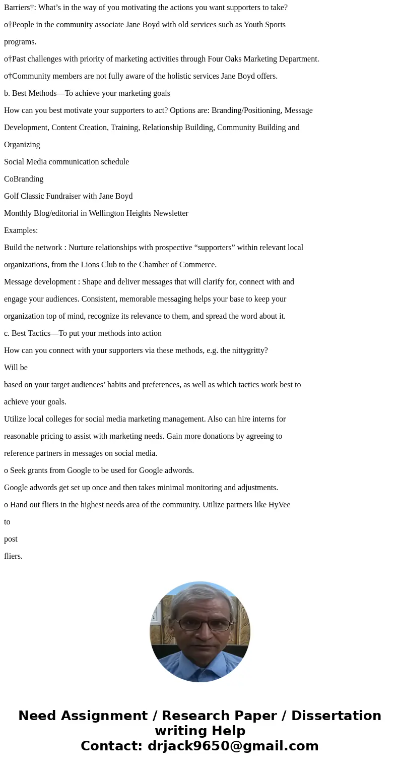 Can you please just answer the Part 1. I already finished the part 2 and 4. Thanks! Jane Boyd Community House http://janeboyd.org Marketing Plan Template The Ch Can you please just answer the Part 1. I already finished the part 2 and 4. Thanks! Jane Boyd Community House http://janeboyd.org Marketing Plan Template The Ch