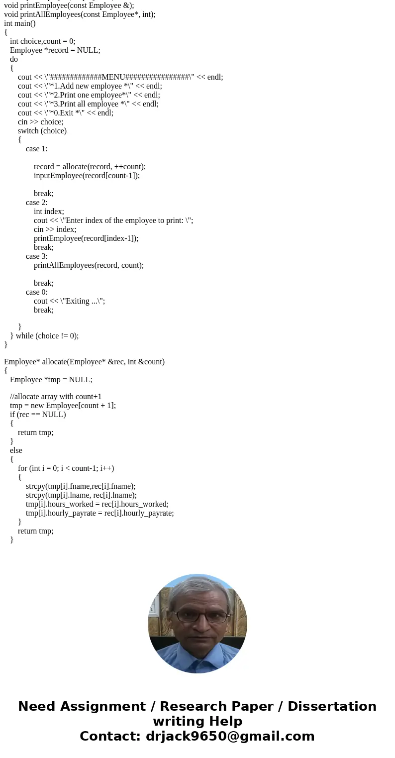 Create a menu based program for Employee records. The menu will prompt to either add a new employee, print one employee, print all employees, or exit. OUTPUT SH Create a menu based program for Employee records. The menu will prompt to either add a new employee, print one employee, print all employees, or exit. OUTPUT SH